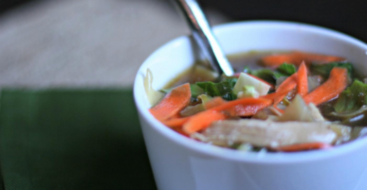 Asian Chicken Soup with Napa Cabbage and Bok Choy