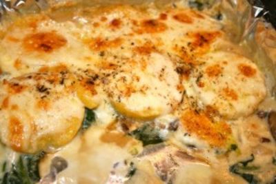 Polenta Gratin with Spinach and Wild Mushrooms