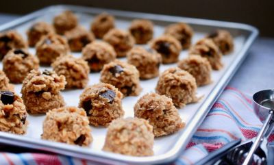 No Bake Peanut Butter Coconut Chocolate Chunk Cookie Dough Balls