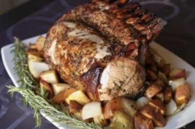 Rosemary Balsamic Glazed Rack of Pork with Roasted Vegetables - Dump and Go Dinner