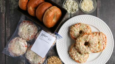 Vegetarian Buffalo Chicken Bagel Pizzas - Ready to Eat Dinner