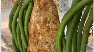 Baked Pesto Salmon with Green Beans - Dump and Go Dinner