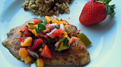 Instant Pot Tilapia with Mango Strawberry Salsa - Lunch