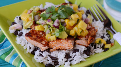 Caribbean Salmon and Rice with Tropical Salsa - Dump and Go Dinner