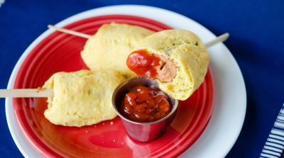 Parmesan No-Fry Corndogs - Lunch Version