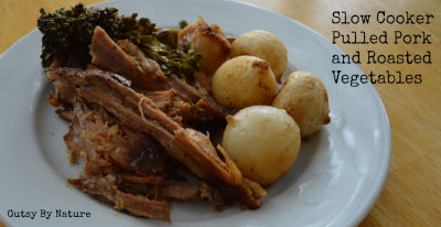 Slow Cooker Pulled Pork and Roasted Vegetables - Lunch