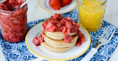 Almond Flour Pancakes with Strawberry Chia Seed Jam