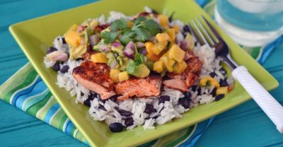 Instant Pot Caribbean Salmon and Rice with Tropical Salsa - Dump and Go Dinner