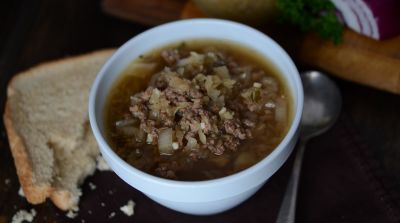 Slow Cooker Ground Beef and Sauerkraut Soup - Dump and Go Dinner