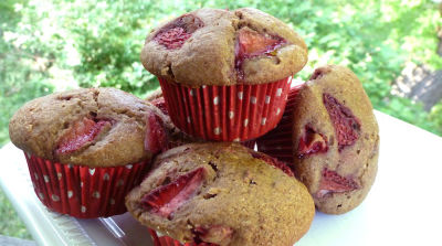 Gluten Free Dairy Free Strawberry Buckwheat Muffins