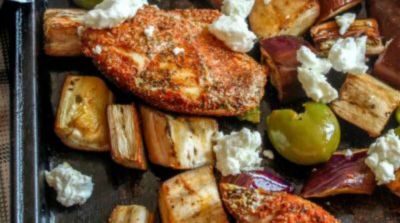 Sheet Pan Greek Chicken - Percolate Kitchen - Dump and Go Dinner