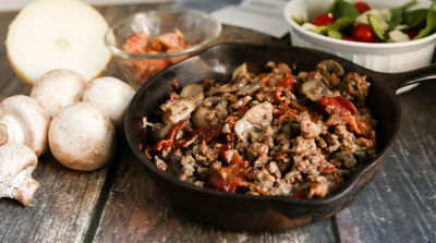 Unstuffed Bacon-Beef Mushrooms - Lunch Version