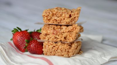 Strawberry Peanut Butter Rice Krispie Treats