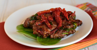 Paleo Sun-dried Tomato and Spinach Burgers - Lunch Version