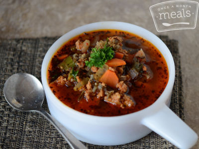 Wild Rice Soup with Sausage and Vegetables - Lunch Version