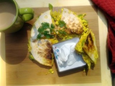 Curried Tofu Breakfast Quesadilla