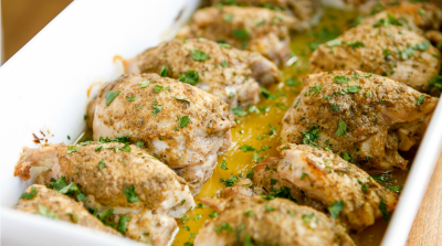 Mustard Glazed Baked Chicken Thighs - Dump and Go Dinner
