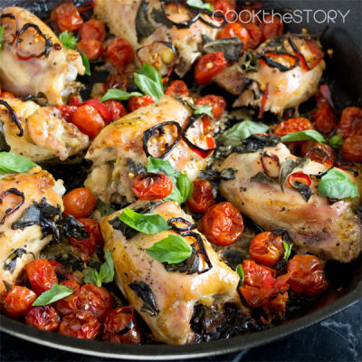 Baked Chicken with Tomatoes, Basil and Red Chiles - Dump and Go Dinner