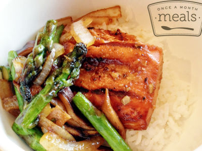 Grilled Salmon Teriyaki with Asparagus and Mushrooms - Dump and Go Dinner