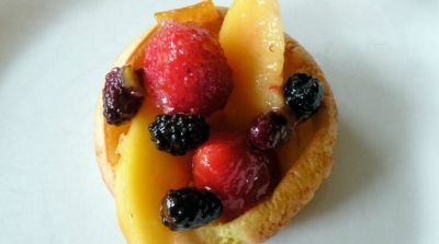 Puffed Oven Pancakes with Glazed Fruit - Gluten Free Dairy Free Version