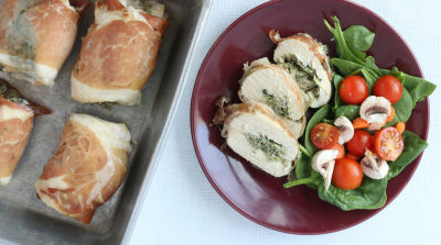 Whole30 Prosciutto Wrapped Spinach and Artichoke Chicken Bundles - Dump and Go Dinner