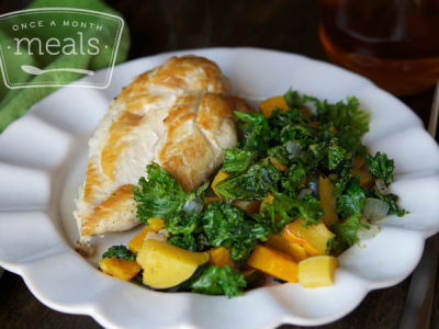 Spiced Chicken, Kale, and Roasted Squash