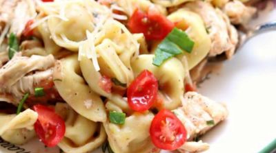 Instant Pot Creamy Basil Chicken and Tortellini - Dump and Go Dinner