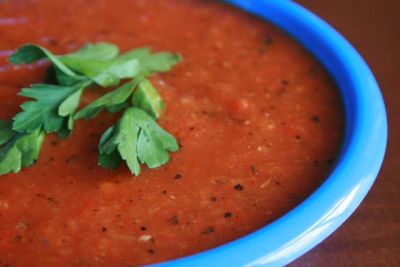 Veggie Packed Roasted Red Pepper Soup - Lunch Version