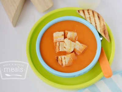 Roasted Tomato Soup with Grilled Cheese Croutons - Lunch Version
