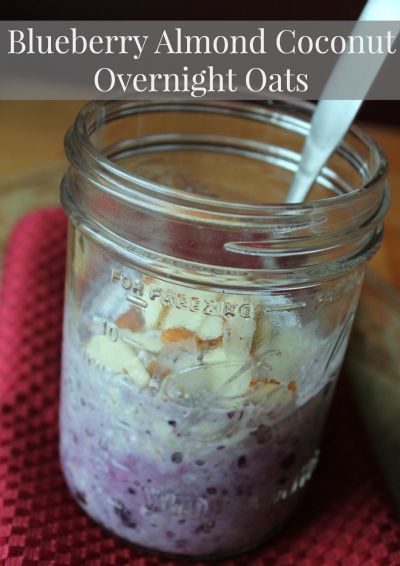 Blueberry, Almond, and Coconut Overnight Oats Oatmeal in a Jar