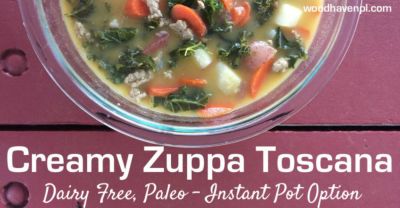 Instant Pot Dairy Free Creamy Zuppa Toscana - Lunch Version