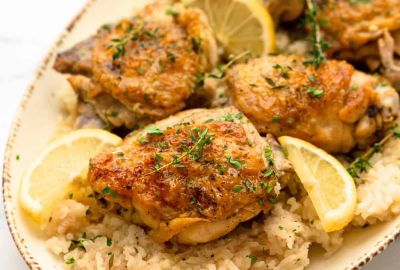 Slow Cooker Lemon Garlic Chicken and Rice - Ready to Eat Dinner