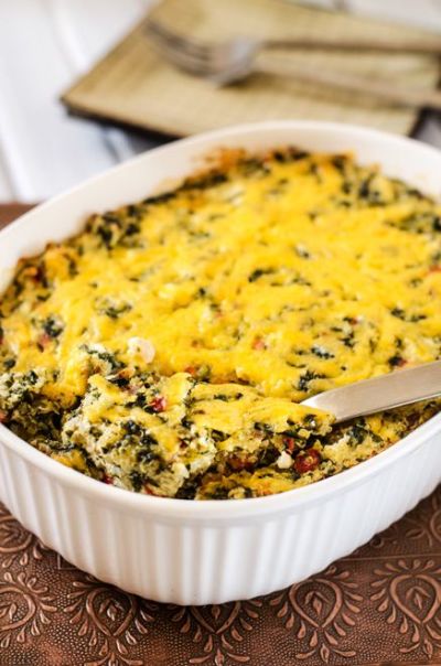 Spinach and Roasted Red Pepper Quinoa Casserole