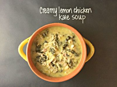 Paleo Creamy Slow Cooker Lemon Kale Chicken Soup - Lunch Version