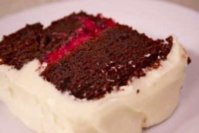 Chocolate Cake with Raspberry Filling and Cream Cheese Frosting