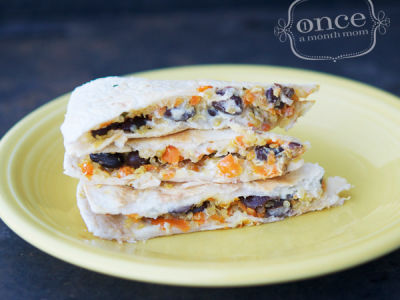 Black Bean, Carrot, and Goat Cheese Quesadilla - Lunch Version