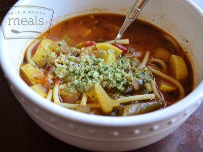 Pesto Vegetable Soup - Lunch Version