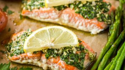 Sheet Pan Parsley and Garlic-Rubbed Salmon - Dump and Go Dinner