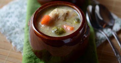 Gluten Free Dairy Free Chicken Broccoli Chowder - Lunch Version