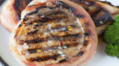 Bacon Wrapped Grilled Pork Chops with Citrus Drizzle - Dump and Go Dinner