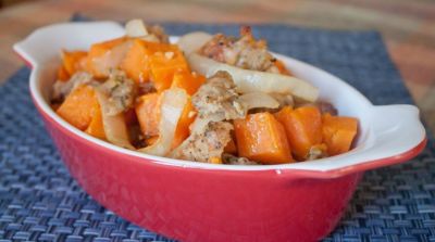 Roasted Rosemary Sweet Potatoes & Chicken Sausage - Dump and Go Dinner