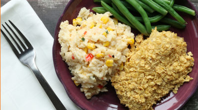 Better Than The Freezer Aisle: Tortilla Crusted Fish with Creamy Mexican Rice - Ready to Eat Dinner