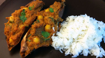 Indian Stuffed Sweet Potatoes - Lunch Version