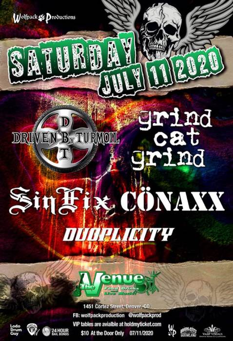 Metal Meltdown With Grind Cat Grind Sinfix Driven By Turmoil The Venue Denver Co July 11th 2020 6 30 Pm There are no messages on sinfix's profile yet. holdmyticket
