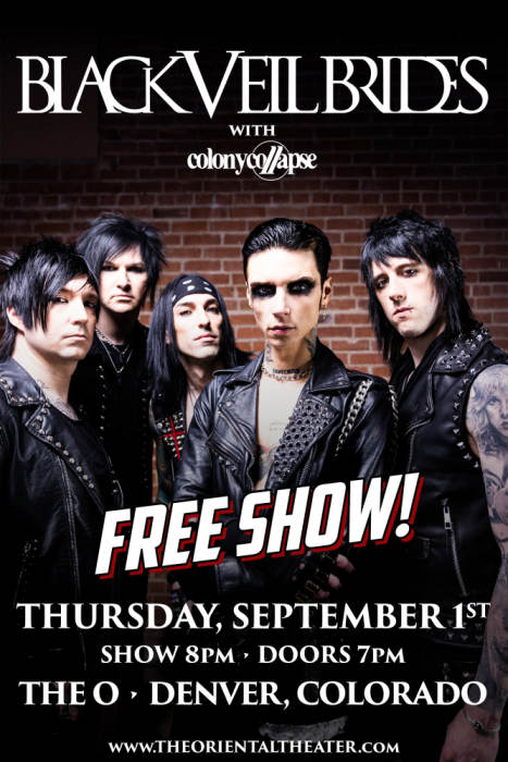 Black Veil Brides FREE SHOW The Oriental Theater Denver CO 