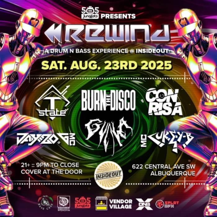 505 Junglist presents REWIND featuring T-STATE * BURN THE DISCO * CONRISA * GUALA * JAYZO G MC * DJ LUKEY B
