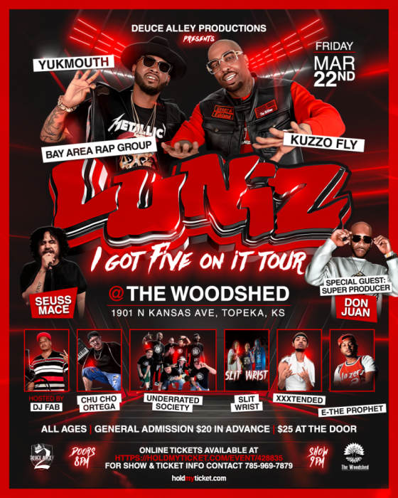 THE LUNIZ LIVE IN TOPEKA,KS THE WOODSHED FRIDAY MARCH 22ND THE