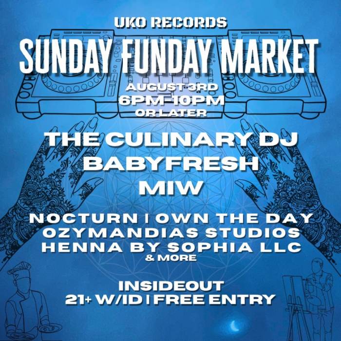 SUNDAY FUNDAY MARKET  featuring  THE CULINARY DJ * BABY FRESH * MIW 