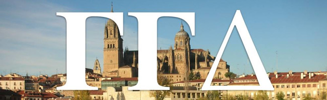 A picture of a cathedral with the greek letters Gamma Gamma Delta overlaid