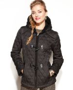 Macy's - Laundry by Design Coat, Hooded Toggle-Front Quilted